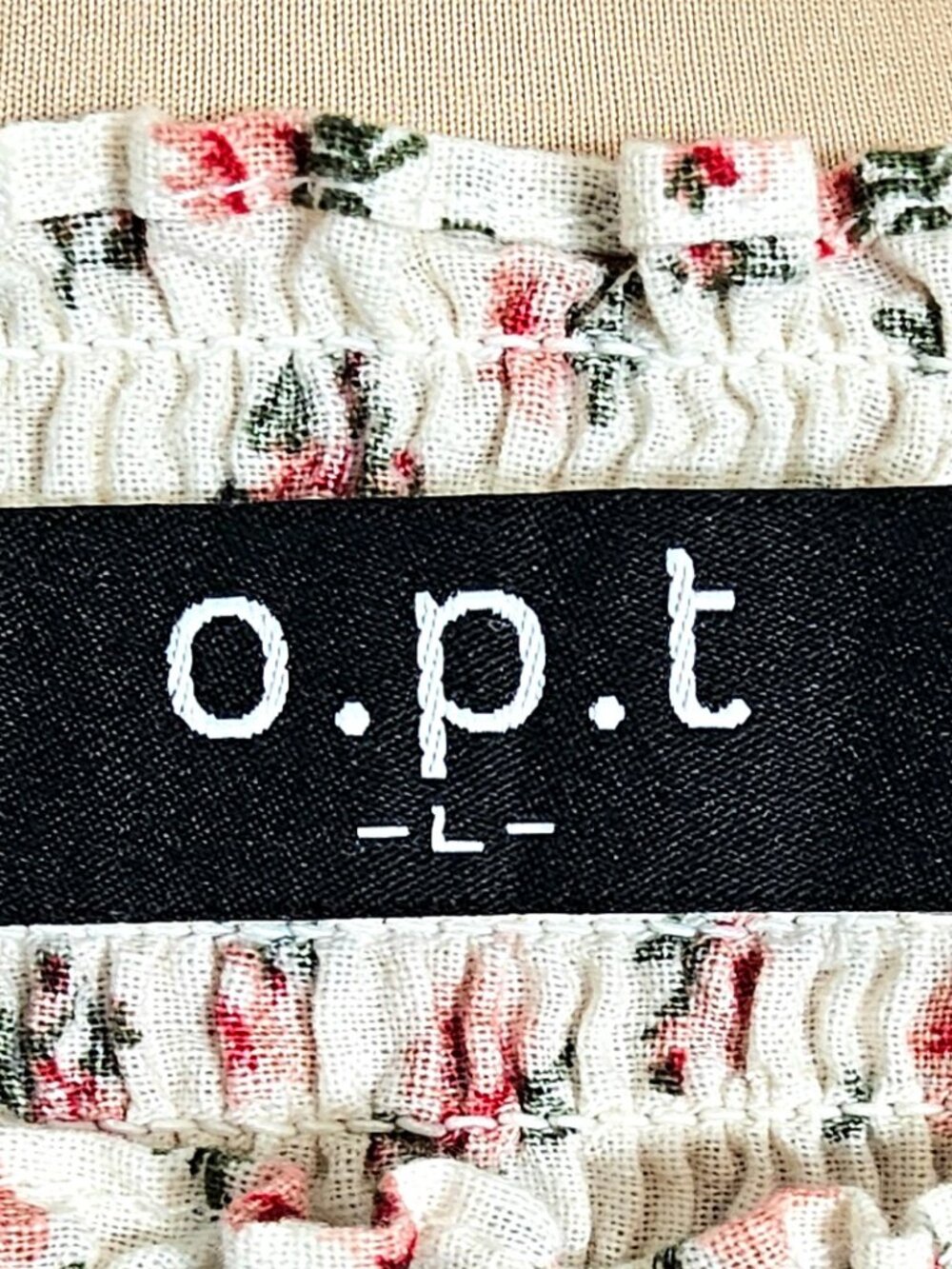 O.P.T. Smocked Floral Midi Dress Pink Ditzy Print Tiered Dress Pockets Size L - Picture 7 of 9